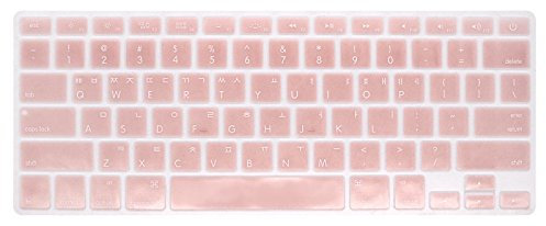 HRH Korean Silicone Keyboard Cover Skin for MacBook Air 13, MacBook Pro 13/15/17 (with or without Retina Display, 2015 or Older Version), iMac (Older USA, Not for MacBook 13 Air A1932) - Rose Gold