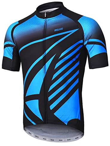 ARSUXEO Herren Radtrikot mit Kurzen äRmeln, MTB-Trikot, Helles Fahrrad-T-Shirt, Atmungsaktives Radoberteil ZY843 S