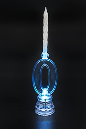Gifts 4 All Occasions Limited SHATCHI Number 0 LED Light Up Flashing Colour Changing Holder with 4 Wax Cake Candles Birthday, Anniversary Table Decorations Multicolour, One Size