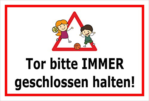 Melis-Folienwerkstatt Schild - Tor geschlossen - 30x20cm | Bohrlöcher | 3mm Aluverbund – S00042-011-B - 20 Varianten