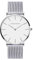 HANNAH MARTIN Herren Uhren Analog Quarz Edelstahl Wasserdicht Mesh Ultradünne (Weiß Oberfläche ，Silber Armband)