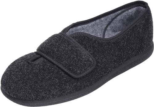 Cosyfeet Ronnie - Charcoal - 11-3H Width - Extra Wide Men's Slippers