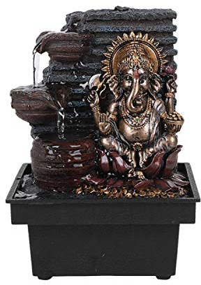 Pacific Giftware Elephant-Headed Hindu god Ganesha Flowing Water Fountain Resin Home Decor