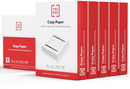 TRU RED Copy Paper, 8.5 x 11 Sheet Size, 92 Brightness, 20 lbs., Matte Finish White Paper (500 Sheets/Ream)