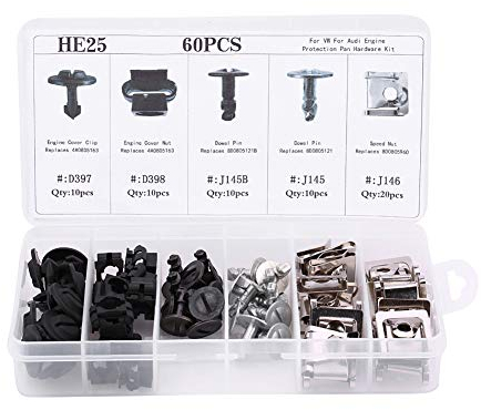 Butée De port Moteur B7,Clip Fixation Cache Moteur,ion SoMoteur 5008,Cache SoMoteur,Bouclier Anti-Écoussuree Moteur Boulone Carrosserie Clip'Aile De Pare-Chocs,60 Pièces 5 Types Clip De Fixation De