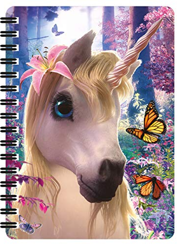 3D LiveLife Jotter - Süße Uni von Deluxebase. Linsenförmigeses 3D-Einhorn A6-Spiralblock. Ein liniertes Notizbuch mit Kunstwerken, die vom bekannten Künstler David Penfound lizenziert wurden