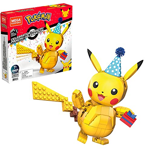 Mega Construx GWY76 - Pokémon 25. Jubiläum 10cm Pikachu Bauset mit 280 Bausteinen, ab 6 Jahren - Exklusiv bei Amazon