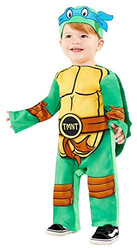 Amscan - Baby-Kostüm Teenage Mutant Ninja Turtles, Overall, gepolsterter Panzer, Mütze, 4 Augenmasken, Superhelden, TMNT, Schildkröte, Motto-Party, Karneval, Grün