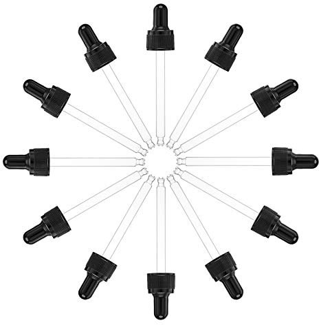 SUPERFINDINGS 24 pièces 105mm Compte-Gouttes en Verre 50 ml Compte-Gouttes en Verre à Pointe Droite avec Ampoule en Caoutchouc et Bouchon à Vis pour Flacons Compte-Gouttes D'Huiles Essentielles