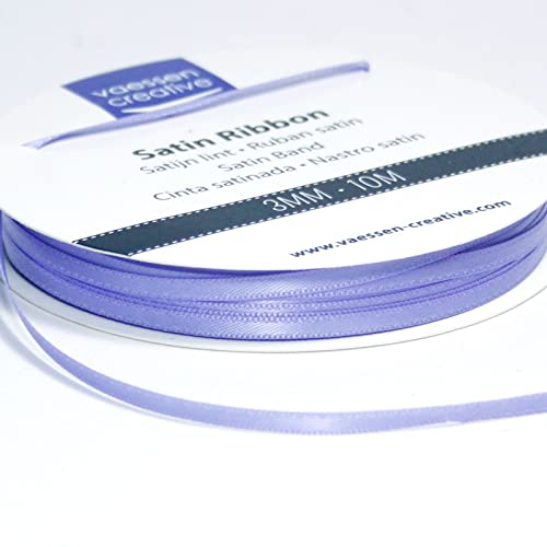 Vaessen Creative Satinband, Lavendel, 3 mm x 10 m Doppelsatinband, Schleifenband, Dekoband, Geschenkband, Stoffband für Hochzeit, Taufe und Geburtstagsgeschenke
