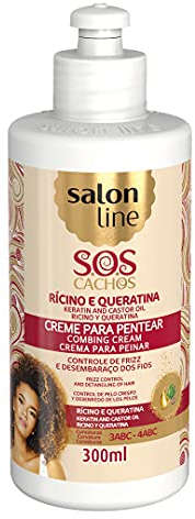 Salon Line SOS Pentear Rizinuscreme und Keratin, 300 ml
