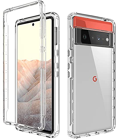 ESTH® Transparent TPU Hülle für Google Pixel 6 Pro 360 Grad Case Stoßfest Staubdicht Klar Handyhülle, Outdoor Panzerhülle mit PC Bumper, OHNE Displayschutz, Kristall