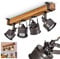 Deckenleuchte Pehefito, Deckenlampe im Vintage-Design aus Metall/Holz in Schwarz/Braun, Retro-Leuchte mit Holzbalken und verstellbaren Strahlern, 4-flammig, 4 x GU10-Fassung, ohne Leuchtmittel