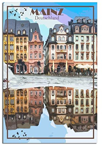 Mainz Deutschland Vintage Reiseposter Deko Poster Modern Schlafzimmer Leinwand Kunst Poster Bild Gemälde Poster Wanddeko Kunst Geschenk
