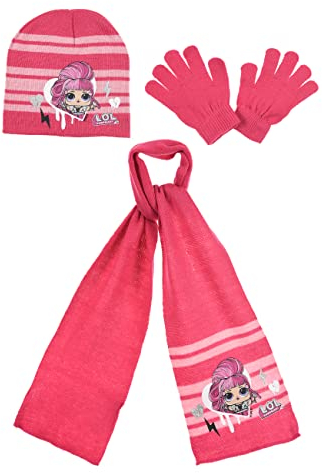 L.O.L. Surprise! Kinder Mädchen Winter-Set 3-TLG. Mütze, Schal und Handschuhe (54)