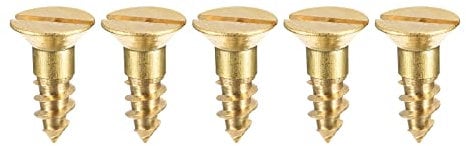 sourcing map Wood Screws M4 x 12mm Slotted Flat Head Brass Self-Tapping Screw 50 Pcs