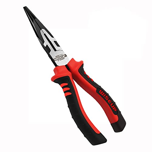 WISEUP Pinza professionale a becco lungo, industriale CR-V 200 mm, pinza piatta antiscivolo antiruggine, per soddisfare il manico ergonomico lungo, pinza piatta multifunzione (200 mm)