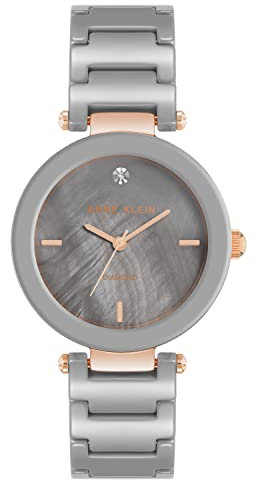 Anne Klein Women's Genuine Diamond Dial Ceramic Bracelet Watch Taupe/Rose Gold