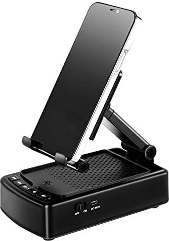 Portable Phone Audio Holder, 3 In 1 Bluetooth Speaker Phone Holder with USB Charging Cable, 2 Built-in Freely Removable Lithium Batteries, Lossless Sound Quality, for Family, Office, Travel