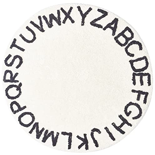 Warmhm Runder Buchstaben-Teppich ABC-Baby-Teppich Runder Alphabet-Matten-Bodenbereich Teppiche Warm Weich für Kinderzimmer Kinder Kleinkinder Schlafzimmer