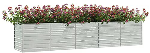 Hommdiy Garten-Hochbeet 400x80x77 cm Verzinkter Stahl Silber
