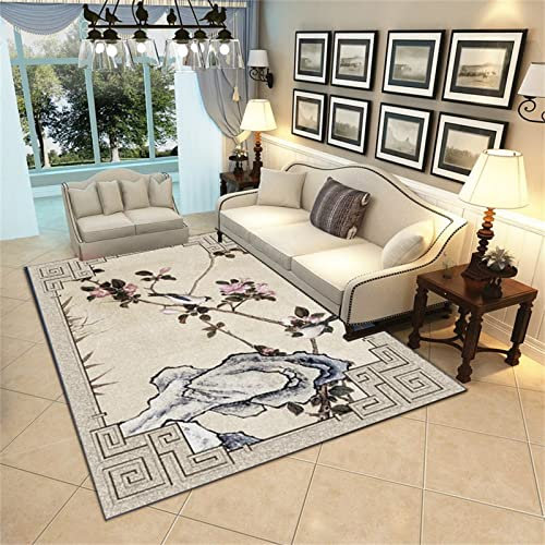 AU-OZNER Tapis Poil Ras Tapis Rose pâle, Motif Floral bébé Rampant à l'humidité et Facile à Nettoyer Tapis de Table Basse Grand Tapis Chambre, Rose pâle, 50x80cm