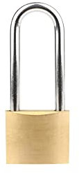 Cadenas à clé en laiton de 40 mm, cadenas universel en laiton avec anse longue ou courte, 3 clés pour casier d'école et de gym, abris de jardin, clôture, sac à dos, armoires de rangement – Taille L