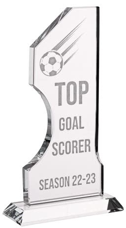 Wanapix | Trofeo Personalizado con Nombre y Texto | Cristal Grabado (Escala de Grises) | Premio Personalizado | Número 1 | Incluye Estuche para Guardar | Fútbol