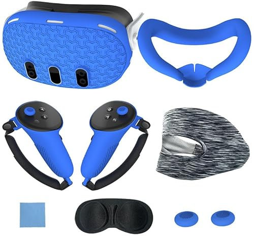 SPEPROECO VR Accessory Set for Meta Quest 3,7pcs Protective Cover Accessories for Meta VR Headset Washable Multi Colors Soft Shell Skin, Controller Grips & Face Cover Set
