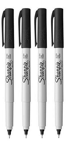 Sharpie Ultra Fine Point Permanent Marker Pens - Black Ink - Pack of 4