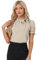 Allegra K Damen 50er Jahre Bluse mit Schleife Schluppenbluse Festliche Blusen Kurzarm Panel Fliege Hals Rüschen Elegant Top Hell Khaki S