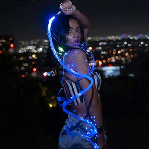COYEUX Frusta in Fibra Ottica a LED, Frusta Spaziale da Ballo Ricaricabile, modalità 10 Colori e 50 Effetti, per spettacoli, Festival Musicali e attività di Carnevale