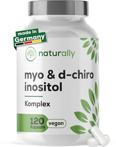 naturally Myo Inositol D-Chiro-Inositol Kapseln – B6, Folsäure | Für Frauen: B6 für Hormontätigkeit, bei Kinderwunsch, mit Folsäure, 120 Kapseln, vegan, ohne Zusätze