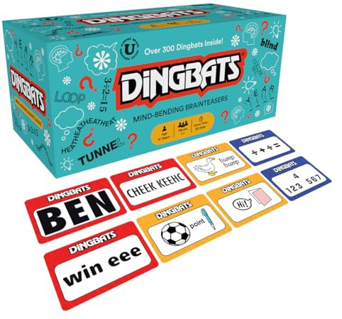 Gibsons Dingbats Wortspiel für Erwachsene und Kinder - Lustiges Familienreisspiel, Gedankenverbiegende Gehirnaufgaben, kreative witzige Rätsel und Rätsel ab 10 Jahren, 1 Spieler