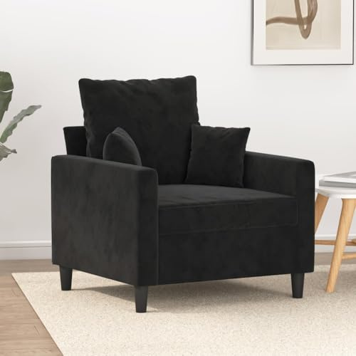 Willood Sessel Schwarz 60 cm Samt,Sofa geeignet für Wohnzimmer, Sofa Set, mit Armlehnen und Kissen