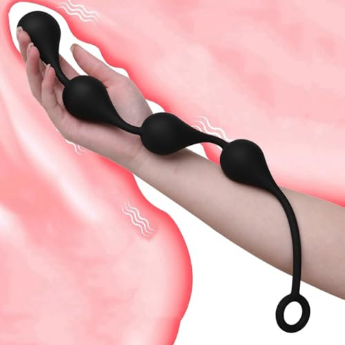 Bolas Anales 4 Unidades Gotas Negro Silicona 42 Cm, Plug Anal Cadena Anillo-O, Superficie Lisa Suave Principiantes, Entrena Progresivo Ano Vagina, Fetiche Parejas Unisex, Baño Ducha Impermeable