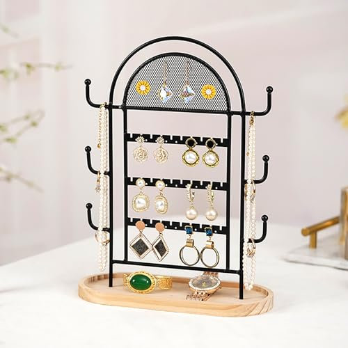 KEFSR Schmuckständer, Halsketten-Display, Ohrring-Aufbewahrung mit Mash, Metall-Schmuck-Organizer-Halter, Ohrring-Display-Ständer, Schmuckständer für Halsketten, Armbänder und Ringe