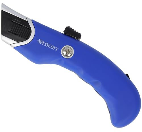 Westcott Heavy-Duty Safety Cutter | Utility Knife with 19mm Trapezoid Blade | Includes 5 Replacement Blades | Spring-Back Blade for Maximum Safety | Ergonomic Handle | E-84048 00