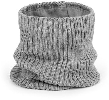 molti Kinder Winter Loop Schal mit Fleecefutter – gestrickter Schlauchschal & Halswärmer | warm, weich & hautfreundlich | Farben: Beige, Grau, Schwarz, Rosa | Unisex Jungen & Mädchen (Grau)