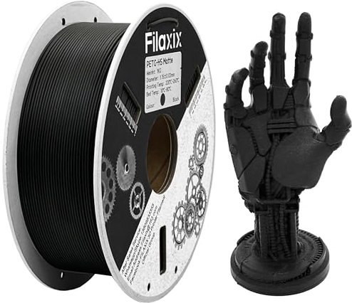 PETG Matte Rapid Filament 1,75 mm, max. 500 mm/s Hochgeschwindigkeitsdruck, kompatibel mit Bambu LAB, QIDI MAX3, FLASHFORGE Adventurer 5M, Prusa MK4 3D-Drucker, 1 kg, Schwarz