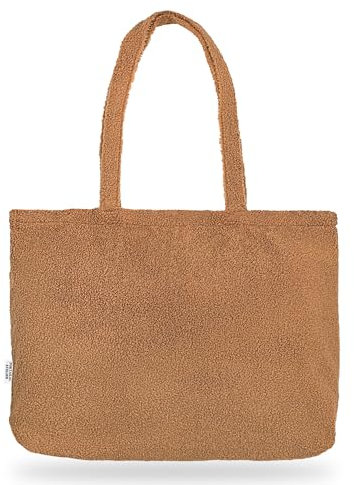 Portakal Atelier Handgemachte Tasche Brownie | Shopper mit Knopf | Teddytasche | braun | Shoppingbag | Wickeltasche | Windeltasche | handgemachte Tasche | 58x42cm