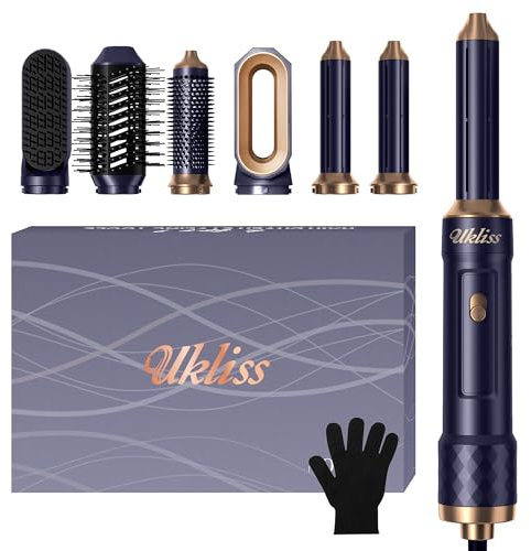 Cepillo Secador de Pelo & Airstyler 6 en 1, Hair Dryer Set con Secador Ppelo Profesional, Rizador Pelo Ondas, Plancha Pelo, Thermal Brush para Volumen, Doblar, Suavizar, Secar (Azul)