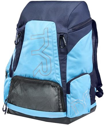 TYR Alliance Backpack, 45L Capacity, Wet and Dry Compartments, Team Colors
