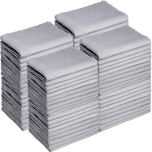 Gandeer Cleaning Cloth Reusable Kitchen Towels Fish Scale Microfiber Polishing Cloth for for Windows Glass Mirrors No Watermark, 12 x 16 Inches (Gray) (Gray)