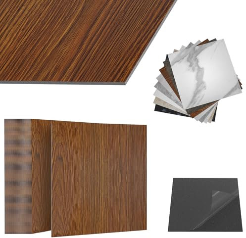 ACXIN PVC Bodenbelag Vinylboden Selbstklebend mit Fliesen-Optik, Klebefliesen Boden Wasserfest für Küche Bad Wohnzimmer (Dunkelbraun-Holzoptik, 10 m² Paket: 108 Fliesen)