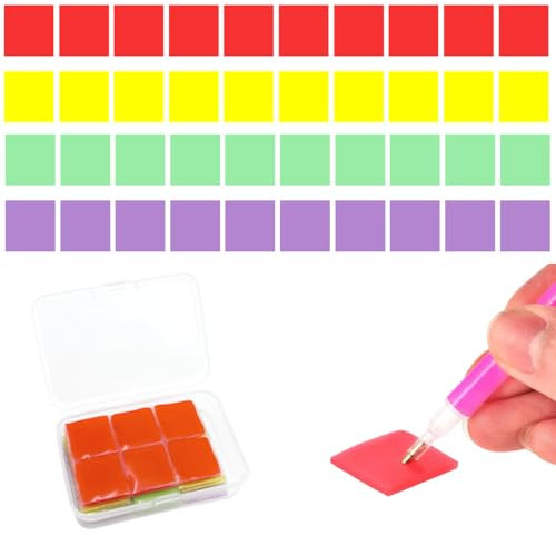 HZXINYI 40pc Diamond Painting Glue Clay - Red, Green, Yellow, Purple; DIY Kit for Painting, Embroidery, Cross-Stitch, Nail Art