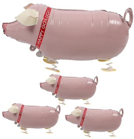 COLLBATH 4 Stück Cartoon Schweine Ballons Folienballons Für Bauernhof-party Aufblasbare Tiere Luftballons Partydeko