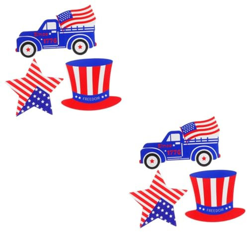 Alipis 6pcs Patriotic Wooden Block Independence Day Decor Tray Home Decor for July Celebration