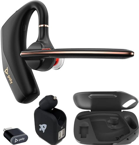 Poly Voyager Legend 50-M UC - Auriculares Bluetooth, funda de carga, cancelación de ruido alimentada por IA, 4 mics WindSmart, batería de 10 horas, alcance inalámbrico de 98 pies, conectividad