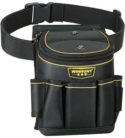 WINHUNT Tool Pouch with Adjustable Belt, 17cm x 23cm x 11cm, 15 Pockets Tools Storage Pouch Bag for Builders, Carpenters, Gardeners, Electricians